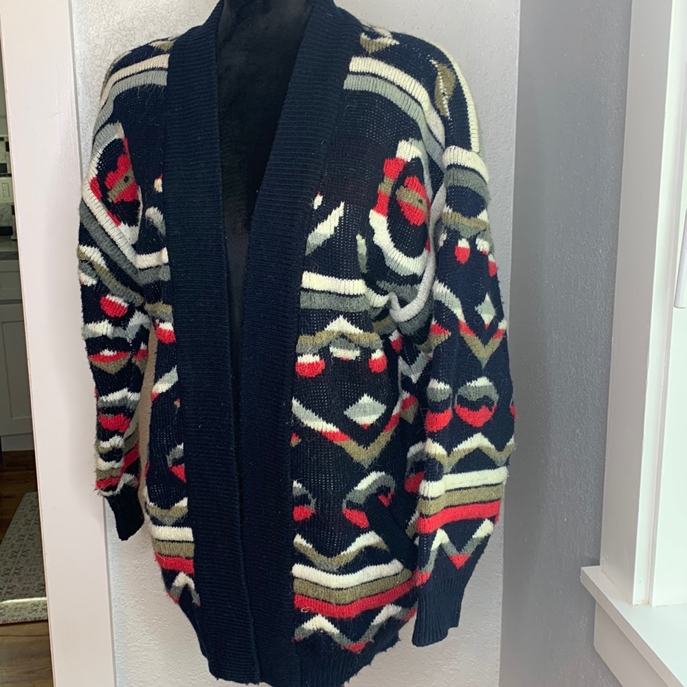 Vintage Western Connection Southwestern Cardigan Sweater Wool Blend Size Small